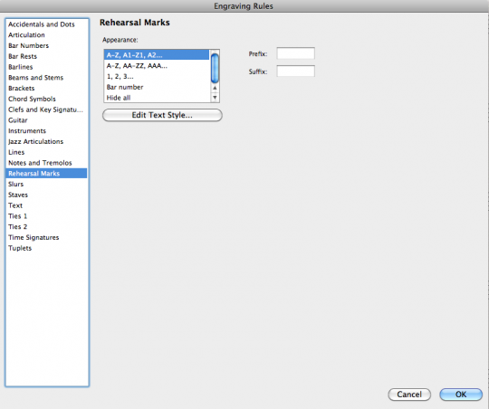 sibelius ultimate rehearsal marks not appearing